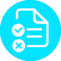 Checklist document icon inside a light blue circle.