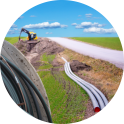 Broadband cables along a rural road.
