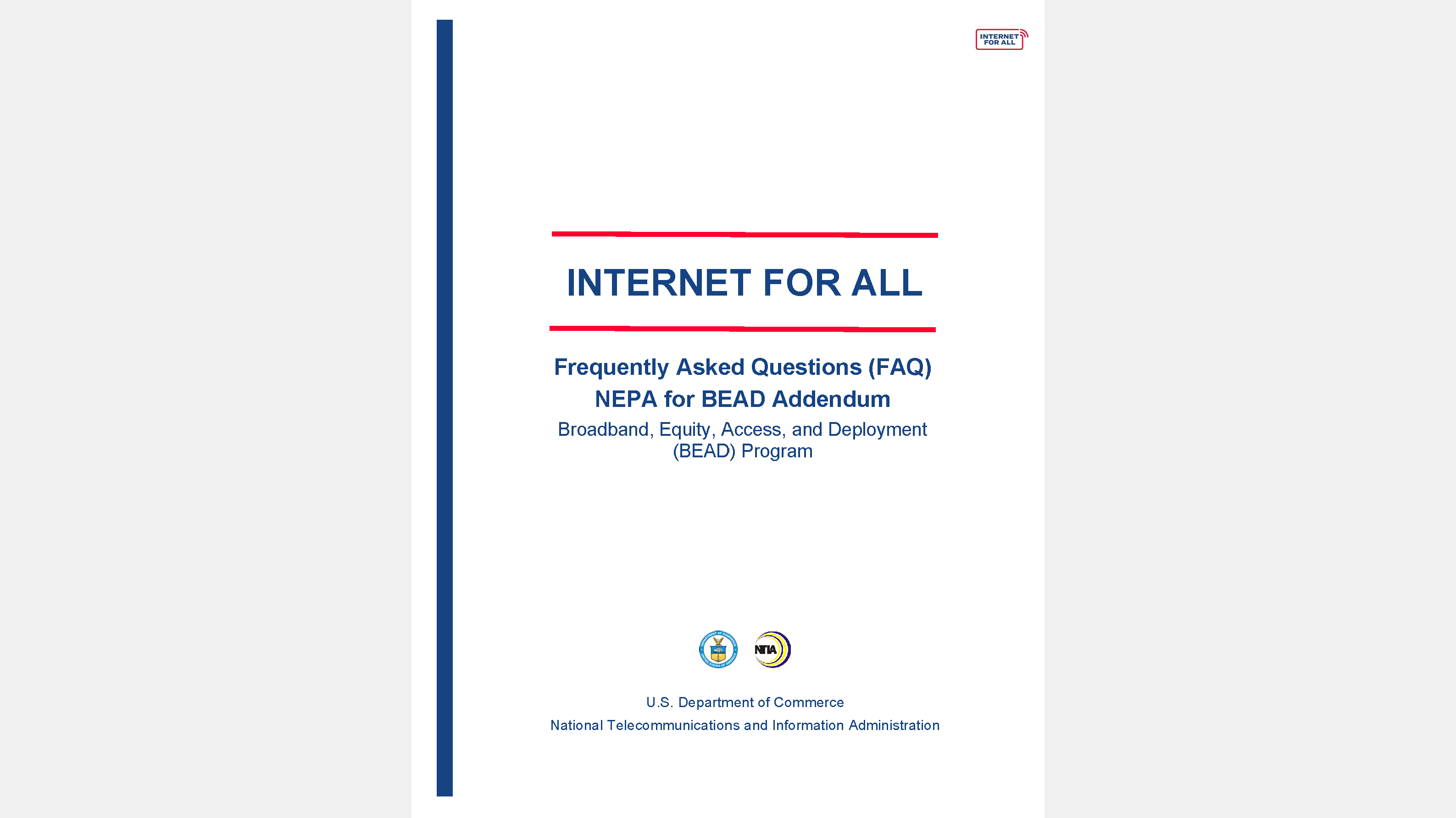 Cover page of NEPA for BEAD FAQ Addendum document.