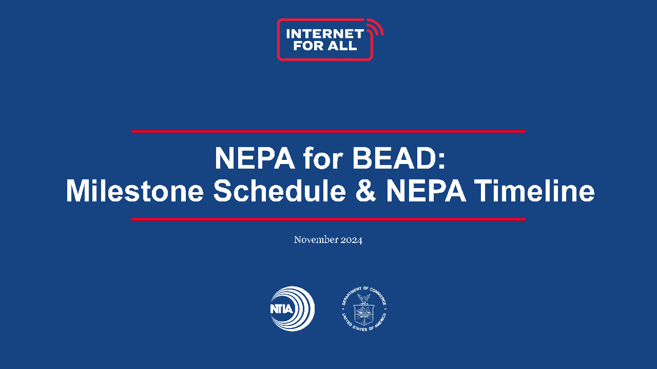 Cover page of NEPA for BEAD Milestone Schedule and NEPA Timeline document.