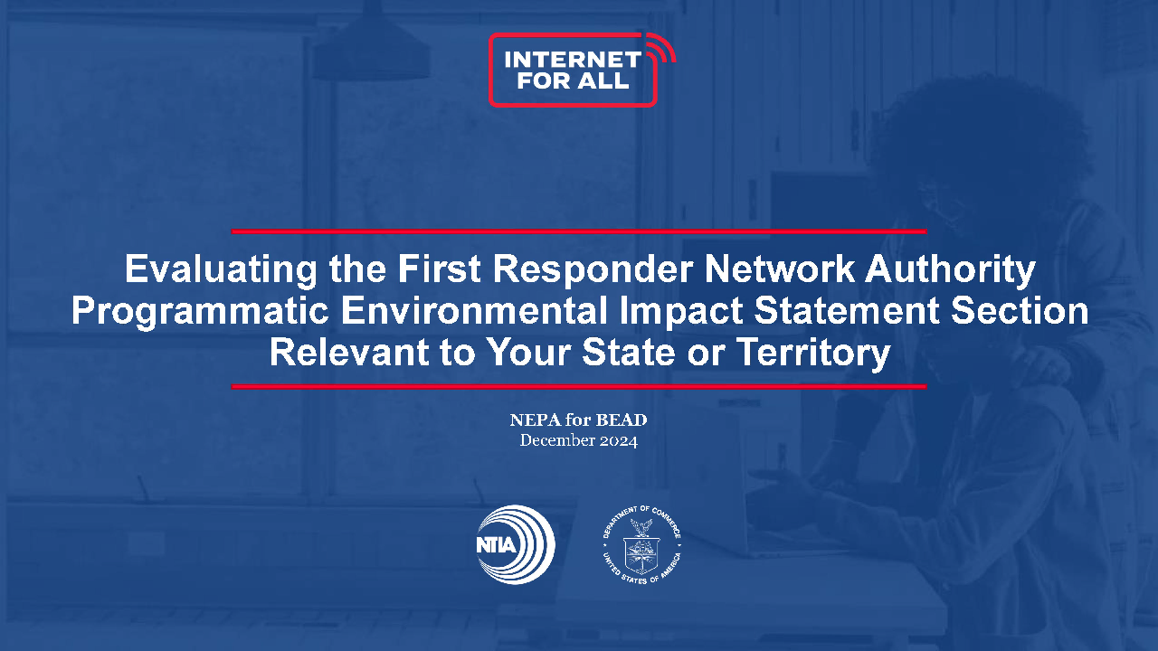 Cover page of Evaluating FirstNet PEIS Statement Sections document.
